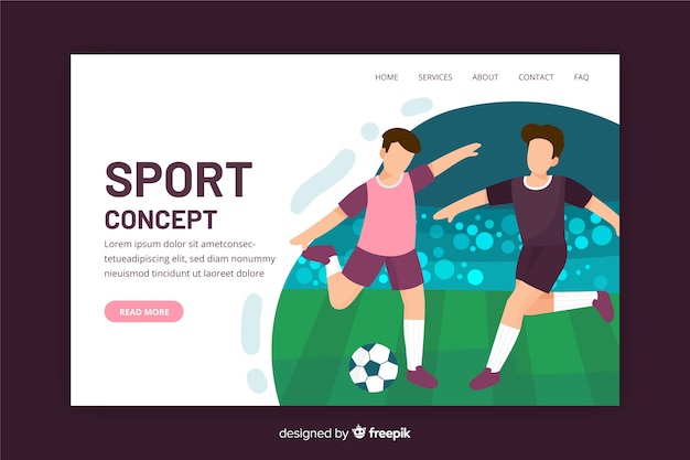 Flache sport landing page vorlage