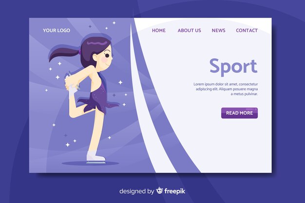 Flache sport landing page vorlage