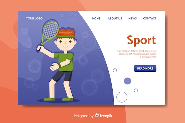 Flache sport landing page vorlage