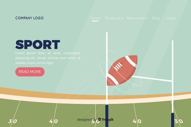 Flache sport landing page vorlage