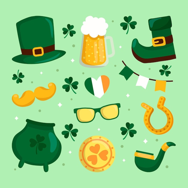 Flache st. Patrick's Day Elemente