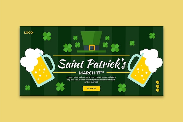 Flache st. patrick's day horizontales banner