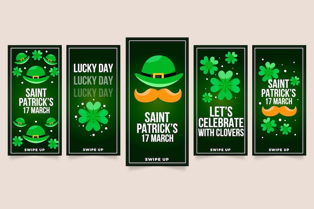 Flache st. patrick's day instagram geschichten packen