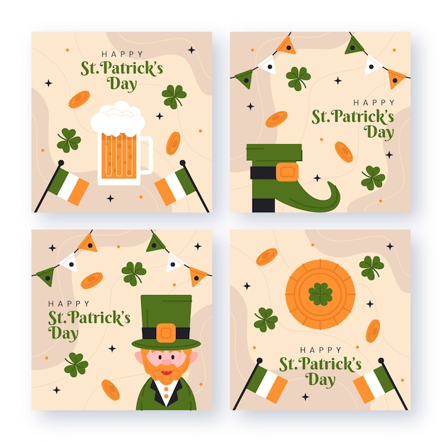 Flache st patricks day instagram posts sammlung