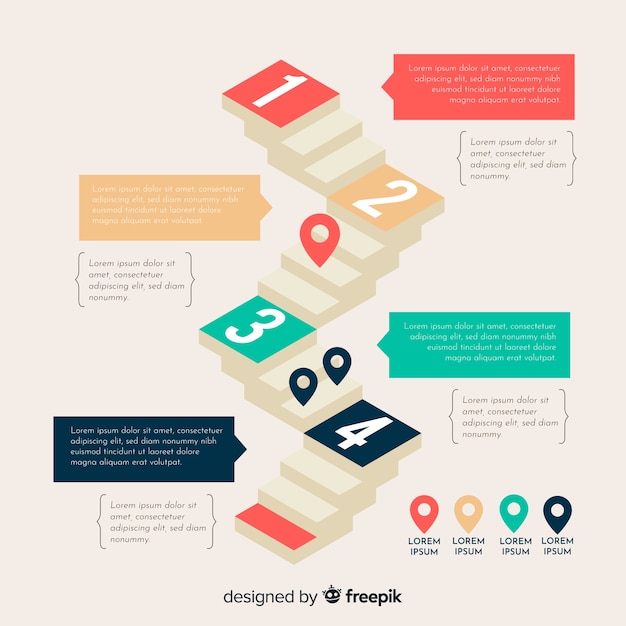 Flache steigung infografik mit schritten