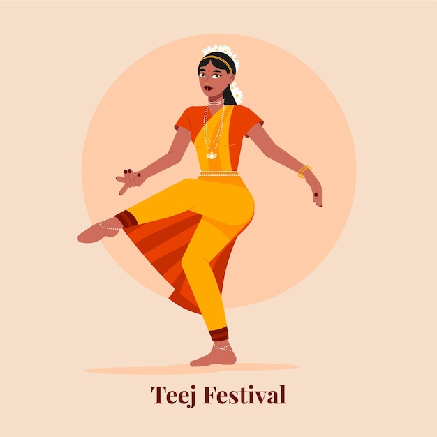 Flache teej-festivalillustration