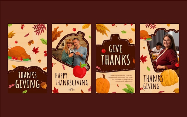 Flache thanksgiving-instagram-geschichten-sammlung