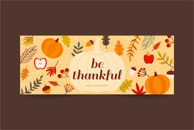 Flache thanksgiving-social-media-cover-vorlage