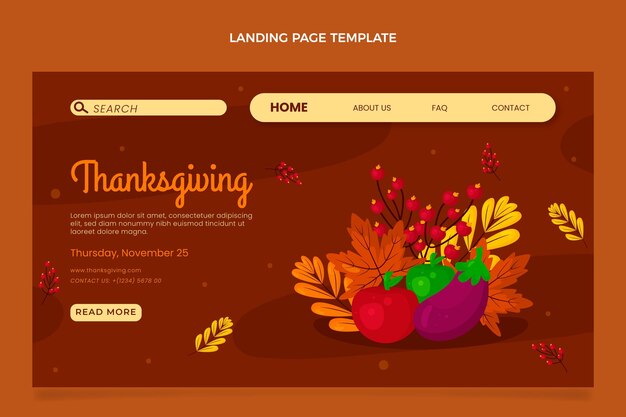 Flache thanksgiving-zielseitenvorlage