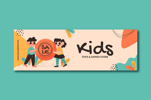 Flache Twitter-Header-Vorlage für Kinder