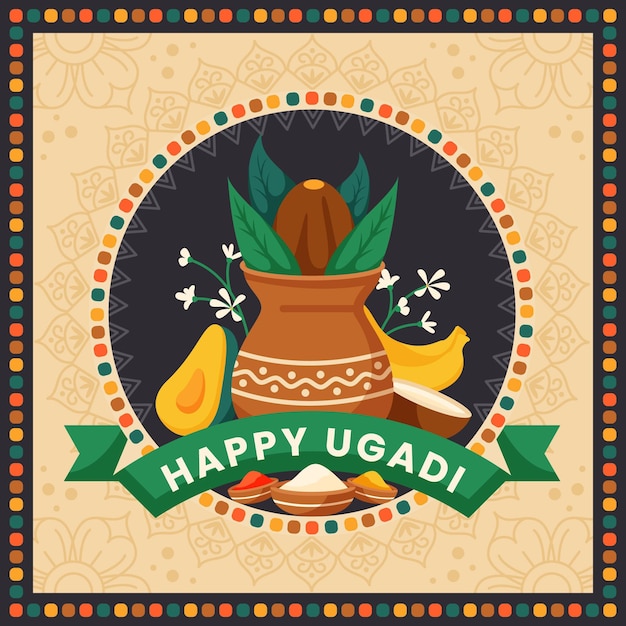 Flache ugadi illustration