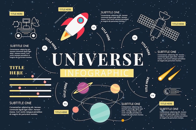 Flache universum infographik vorlage