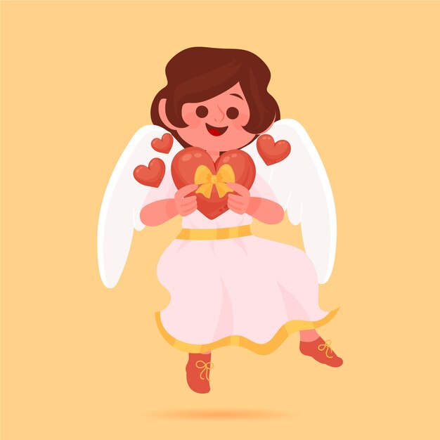 Flache valentinstag-amor- oder engelillustration