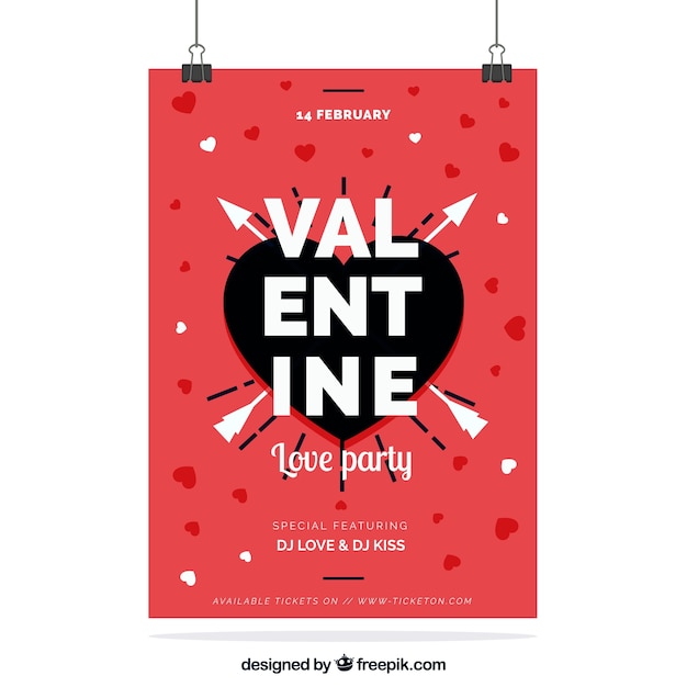 Flache valentinstag flyer / poster vorlage