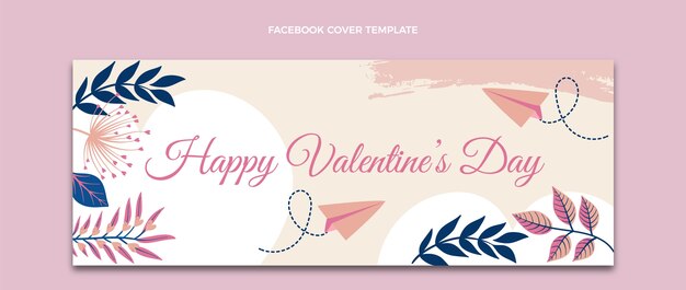 Flache Valentinstag-Social-Media-Cover-Vorlage