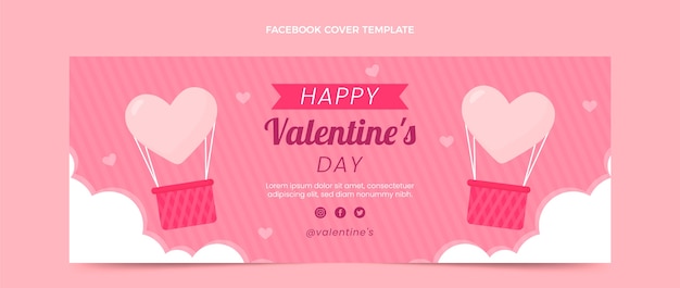 Flache Valentinstag-Social-Media-Cover-Vorlage
