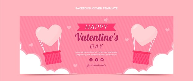 Flache Valentinstag-Social-Media-Cover-Vorlage