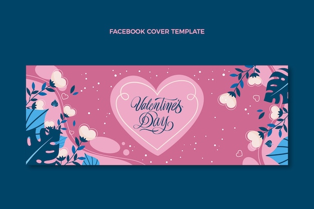 Kostenloser Vektor flache valentinstag-social-media-cover-vorlage