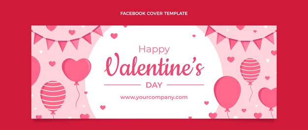 Flache Valentinstag-Social-Media-Cover-Vorlage