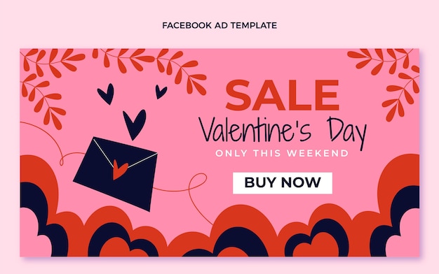 Flache valentinstag-social-media-promo-vorlage