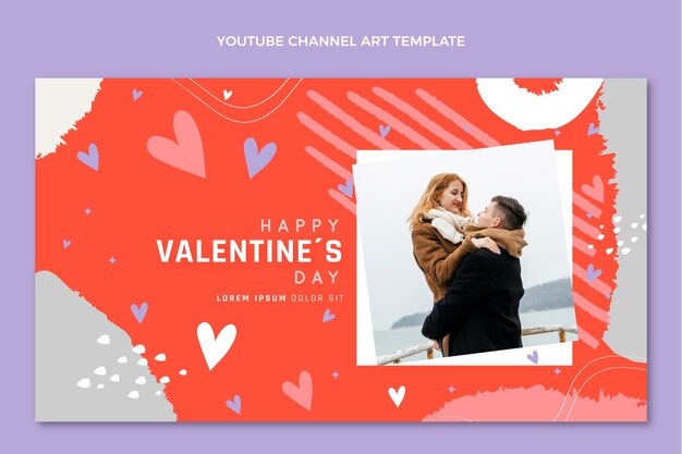 Kostenloser Vektor flache valentinstag youtube kanalkunst