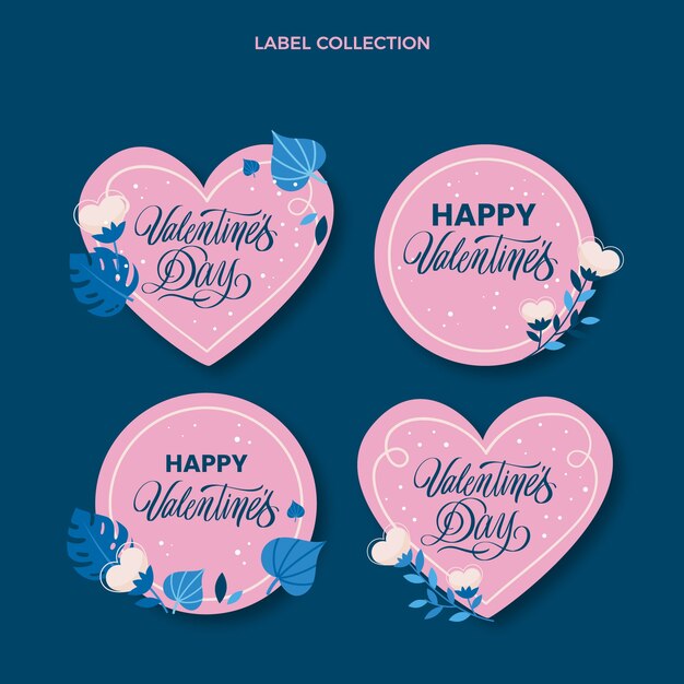 Flache valentinstagabzeichensammlung