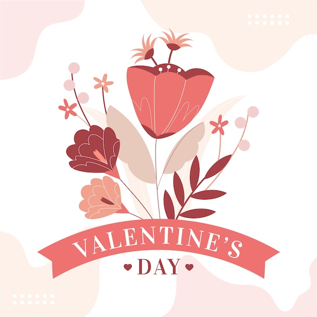 Flache valentinstagblumenillustration