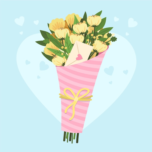 Flache valentinstagblumenillustration