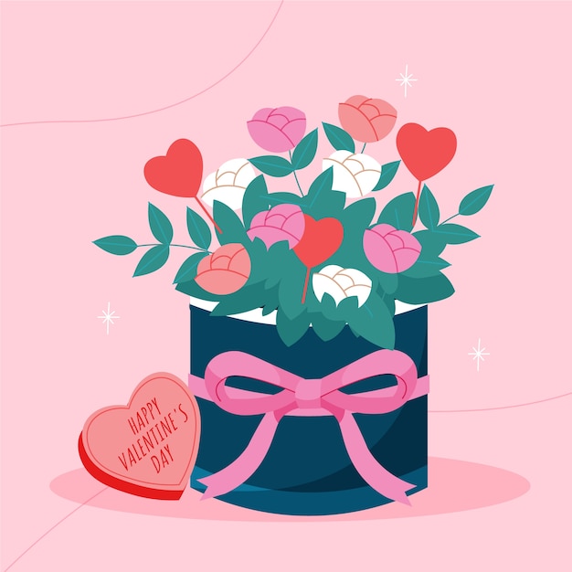 Flache valentinstagblumenillustration