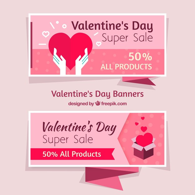 Flache Valentinstagfahnen