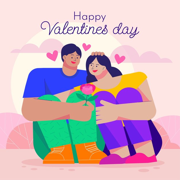 Flache valentinstagfeierillustration