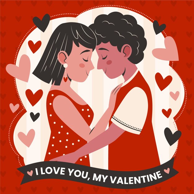 Kostenloser Vektor flache valentinstagillustration