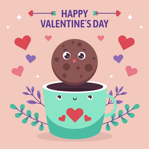 Flache valentinstagillustration