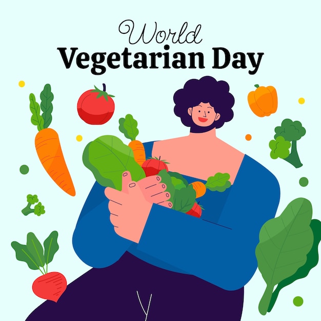 Flache vegetarische Welttagillustration