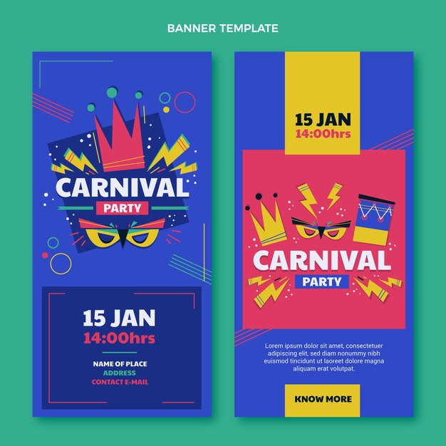 Flache vertikale Banner für Karneval