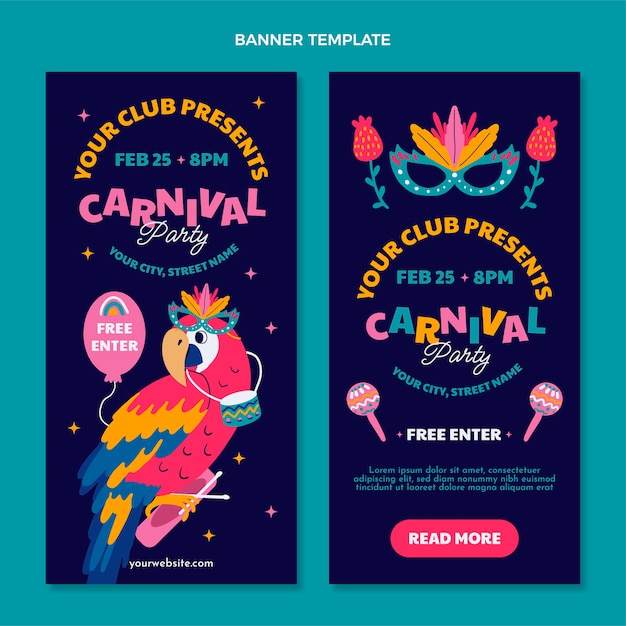Kostenloser Vektor flache vertikale banner für karneval