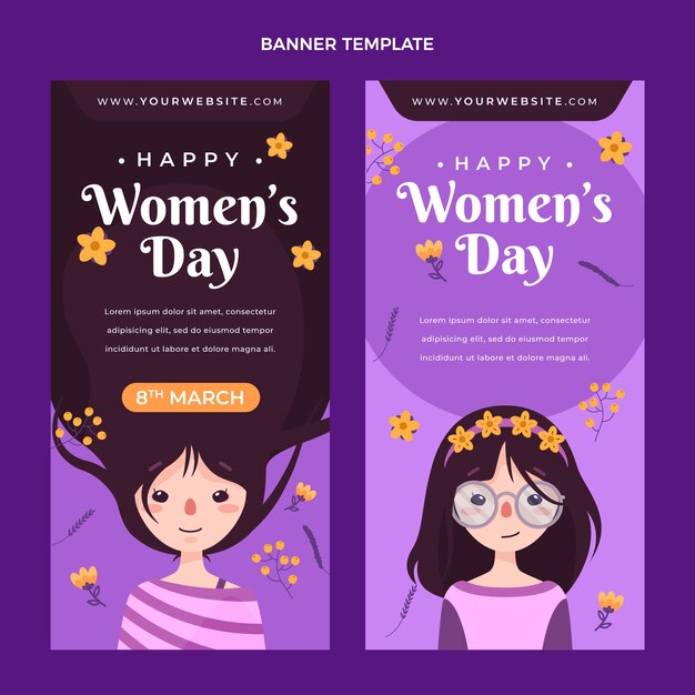 Flache vertikale Banner zum Internationalen Frauentag