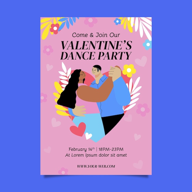 Flache vertikale Flyer-Vorlage zum Valentinstag