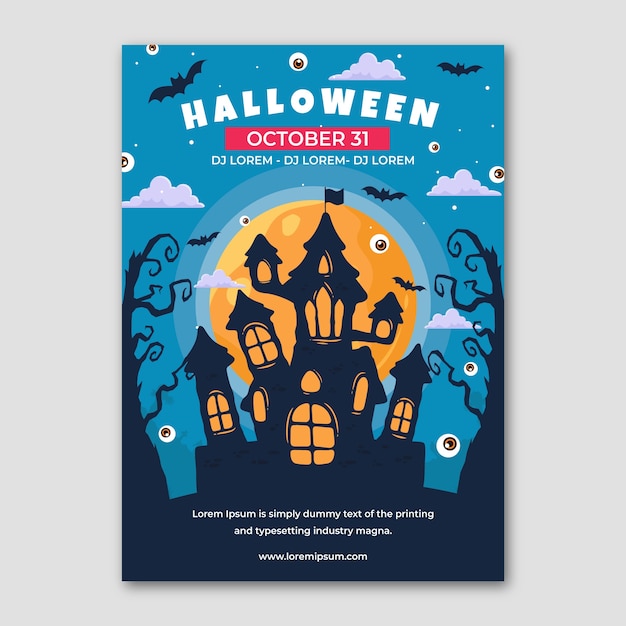 Flache vertikale halloween-flyer-vorlage