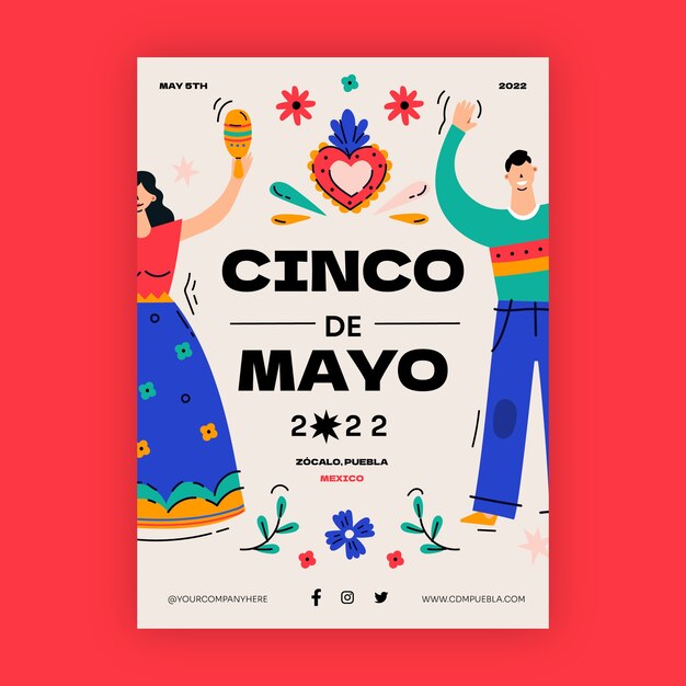 Kostenloser Vektor flache vertikale plakatvorlage für cinco de mayo