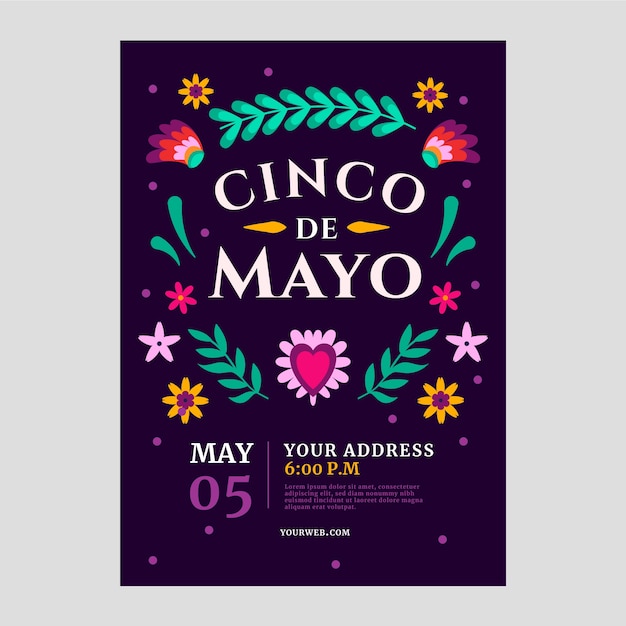 Kostenloser Vektor flache vertikale plakatvorlage für cinco de mayo