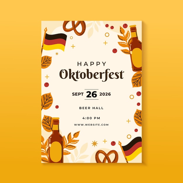 Kostenloser Vektor flache vertikale plakatvorlage für das oktoberfest