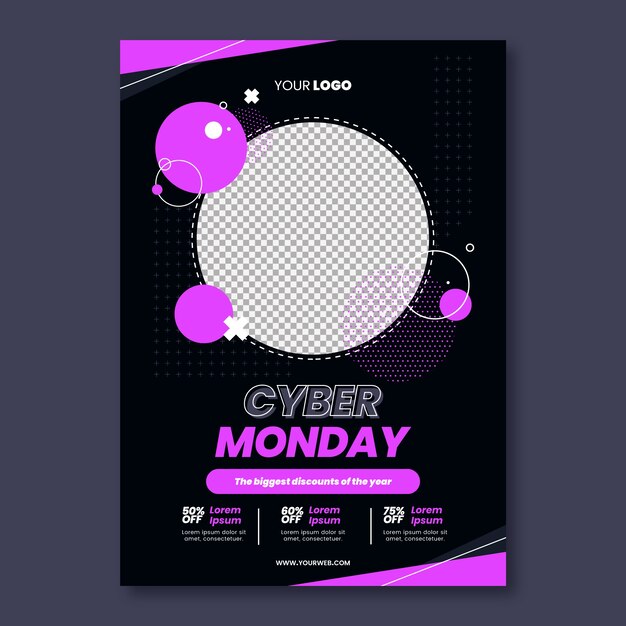 Flache vertikale Plakatvorlage für den Cyber-Monday-Verkauf