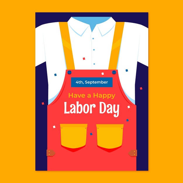 Kostenloser Vektor flache vertikale plakatvorlage für die feier des amerikanischen labor day