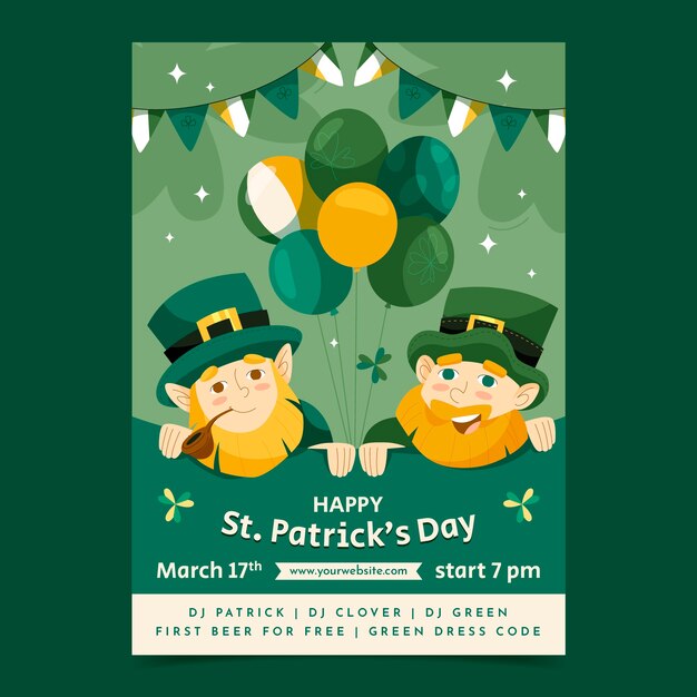 Kostenloser Vektor flache vertikale plakatvorlage für die feier zum st. patrick's day