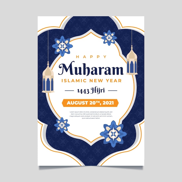 Flache vertikale Plakatvorlage für Muharram