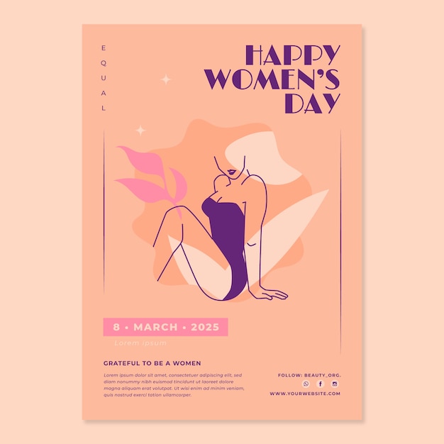 Flache vertikale Plakatvorlage zum internationalen Frauentag