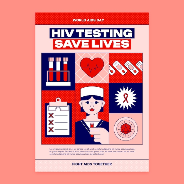 Flache vertikale plakatvorlage zum welt-aids-tag
