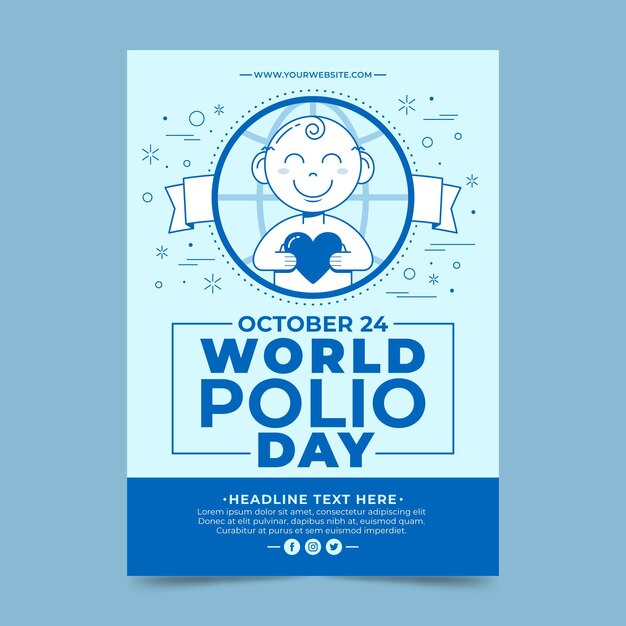 Flache vertikale Plakatvorlage zum Welt-Polio-Tag