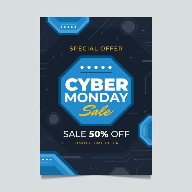 Flache vertikale Postervorlage für Cyber Monday